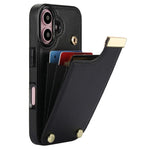 Til iPhone 16 Cover TPU+PU Læder Hardware Dekoration Telefoncover med Kortlomme