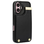 Til iPhone 16 Cover TPU+PU Læder Hardware Dekoration Telefoncover med Kortlomme