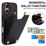 Til iPhone 16 Cover TPU+PU Læder Hardware Dekoration Telefoncover med Kortlomme