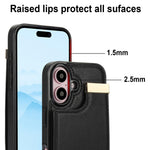 Til iPhone 16 Cover TPU+PU Læder Hardware Dekoration Telefoncover med Kortlomme
