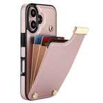 Til iPhone 16 Cover TPU+PU Læder Hardware Dekoration Telefoncover med Kortlomme
