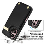 For iPhone 16 Plus Case TPU+PU Leather Hardware Decor Phone Cover with Card Holder