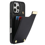 For iPhone 16 Pro Max Case TPU+PU Leather Hardware Decor Phone Cover with Card Holder