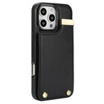 For iPhone 16 Pro Max Case TPU+PU Leather Hardware Decor Phone Cover with Card Holder