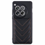 For OnePlus 12 5G Phone Case Rhombus Adhesive Card Bag with Kickstand RFID Blocking