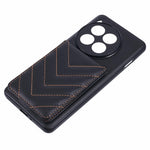 For OnePlus 12 5G Phone Case Rhombus Adhesive Card Bag with Kickstand RFID Blocking