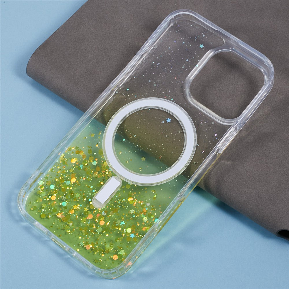 Til iPhone 16 Pro Max cover kompatibel med MagSafe, glitrende epoxy TPU+akryltelefoncover