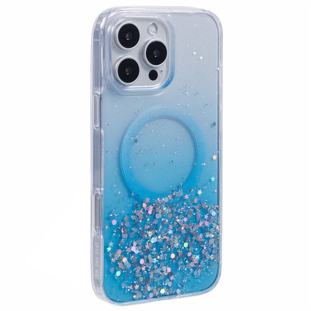 Til iPhone 16 Pro Max cover kompatibel med MagSafe, glitrende epoxy TPU+akryltelefoncover