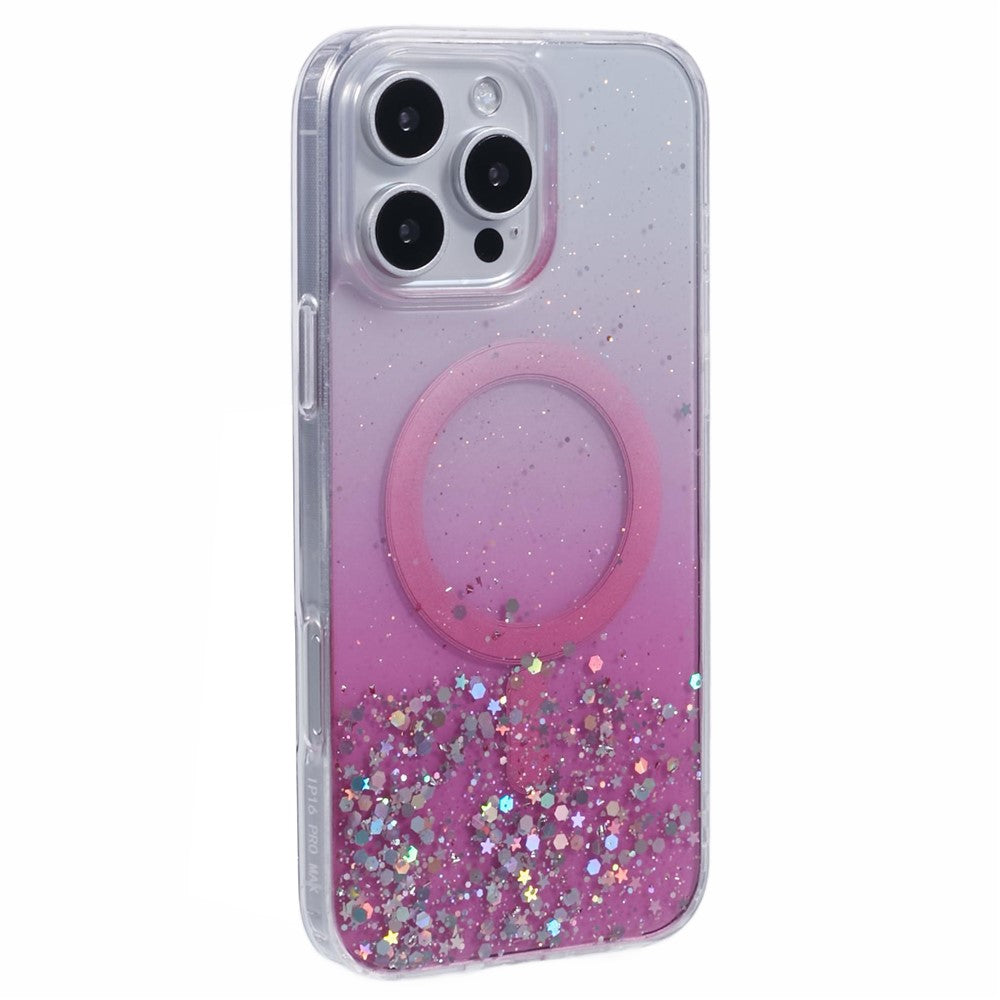 Til iPhone 16 Pro Max cover kompatibel med MagSafe, glitrende epoxy TPU+akryltelefoncover