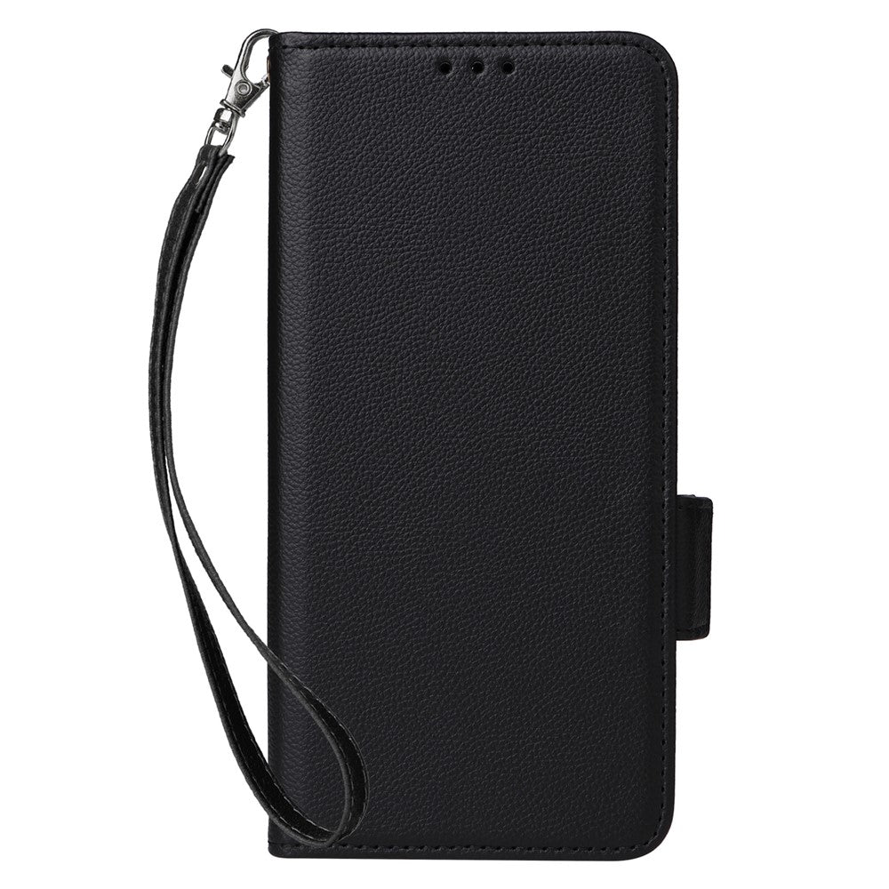 Samsung Galaxy A16 5G / A16 4G-skal med handledsrem, plånboksfodral i PU-läder med litchitextur