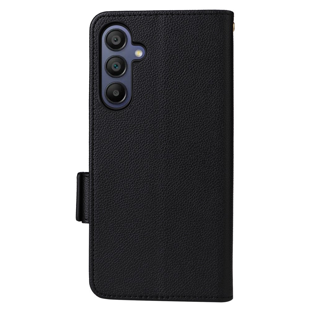 Samsung Galaxy A16 5G / A16 4G-skal med handledsrem, plånboksfodral i PU-läder med litchitextur