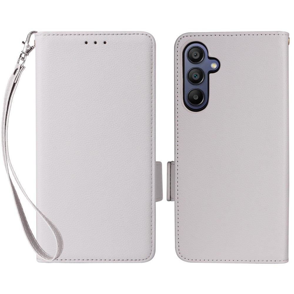 Samsung Galaxy A16 5G / A16 4G-skal med handledsrem, plånboksfodral i PU-läder med litchitextur