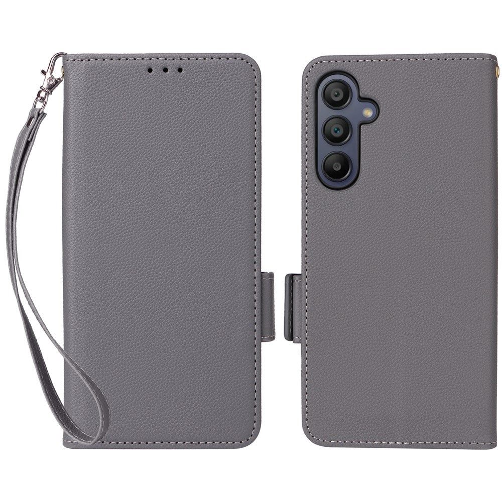 Samsung Galaxy A16 5G / A16 4G-skal med handledsrem, plånboksfodral i PU-läder med litchitextur