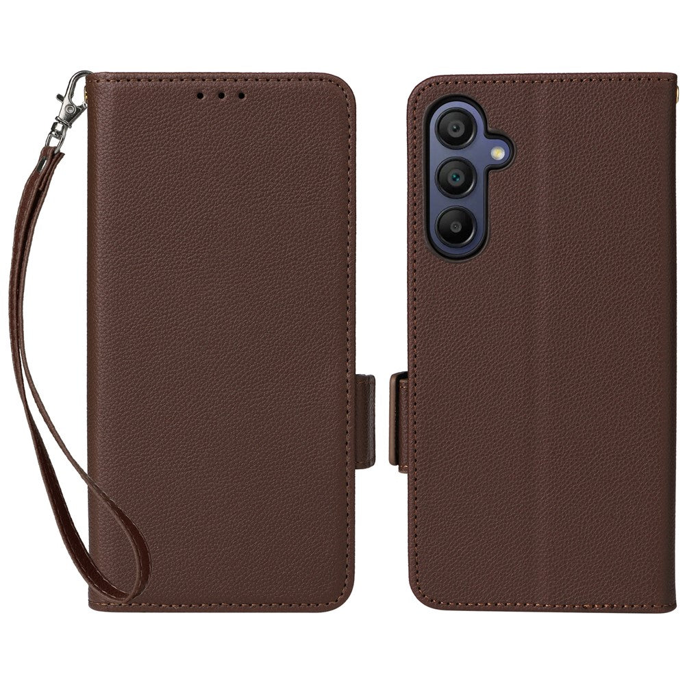 Samsung Galaxy A16 5G / A16 4G-skal med handledsrem, plånboksfodral i PU-läder med litchitextur