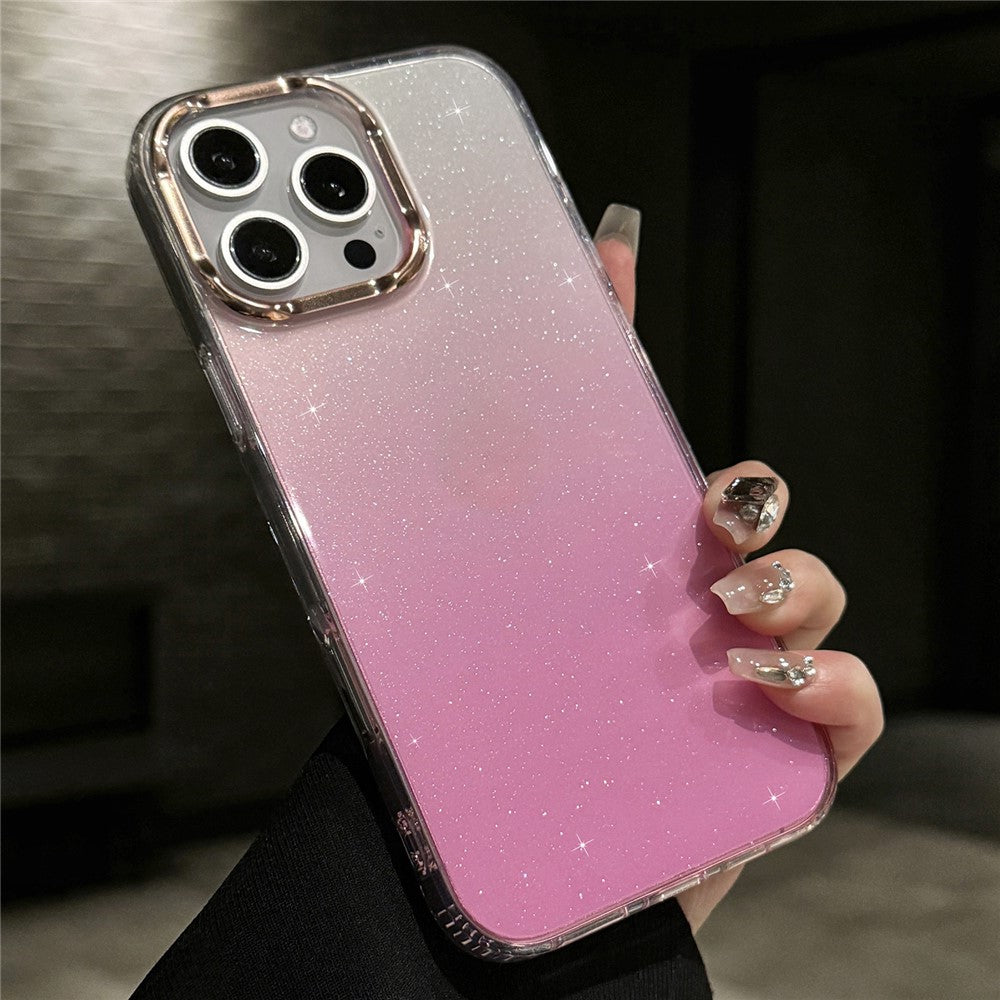 För iPhone 16 Pro Fodral IMD Gradient Glitter PC+TPU Skyddande Mobilskal
