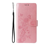 For iPhone 16 Plus Leather Case Butterfly Floral Imprint Wallet Stand Cover