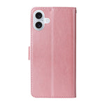 For iPhone 16 Plus Leather Case Butterfly Floral Imprint Wallet Stand Cover