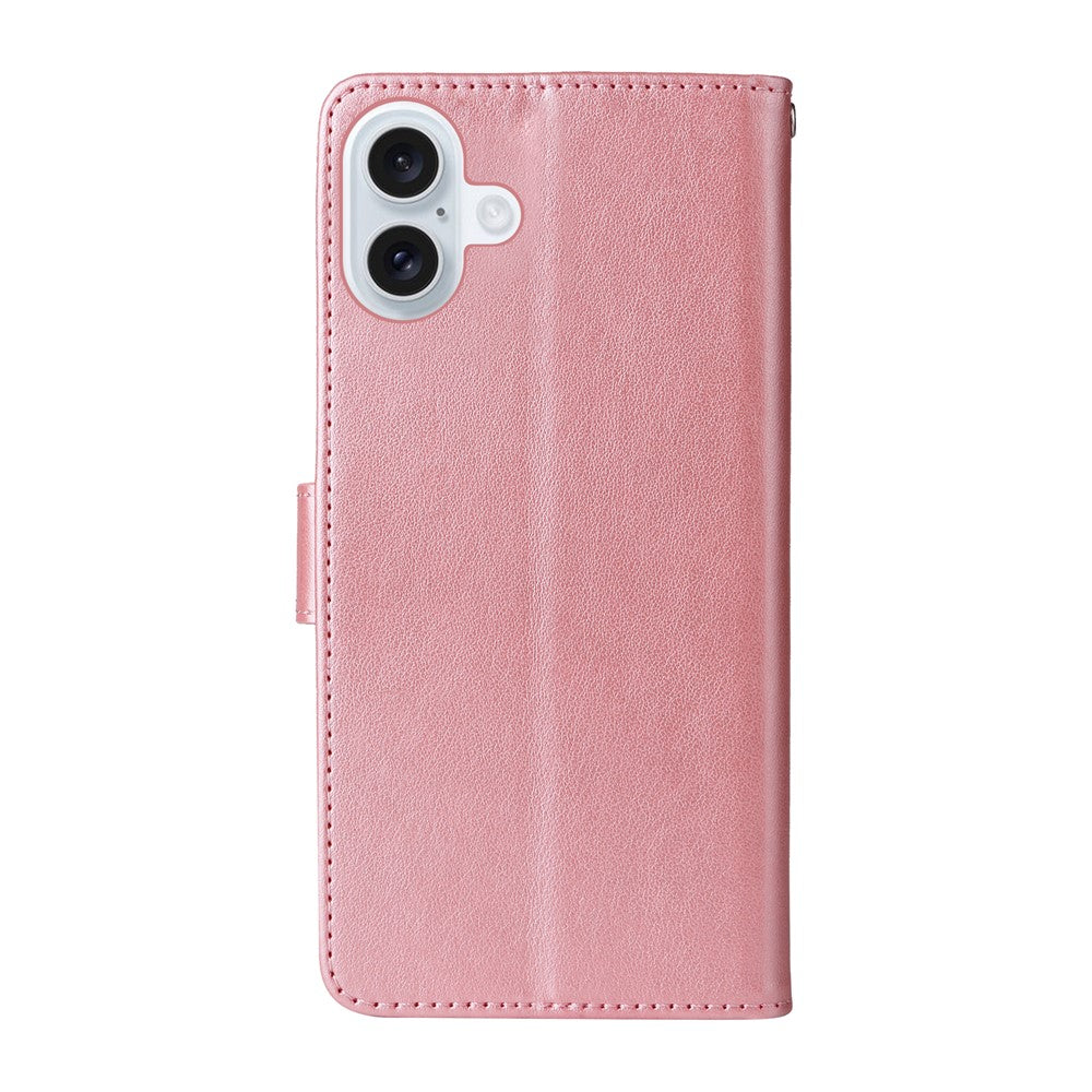 For iPhone 16 Plus Leather Case Butterfly Floral Imprint Wallet Stand Cover