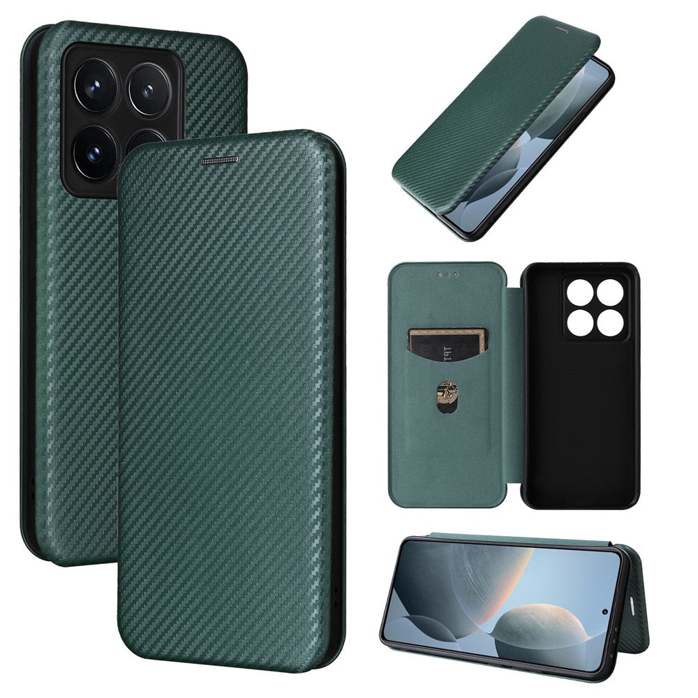 For Xiaomi 14T Case Carbon Fiber Texture Drop-Proof PU Leather Phone Cover
