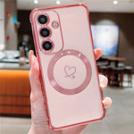 Samsung Galaxy S24 FE Magnetiskt Skal Elektropläterat TPU mobilskal Hollow Love Hearts