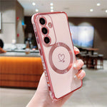 Samsung Galaxy S24 FE Magnetiskt Skal Elektropläterat TPU mobilskal Hollow Love Hearts
