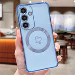 Samsung Galaxy S24 FE Magnetiskt Skal Elektropläterat TPU mobilskal Hollow Love Hearts