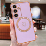 Samsung Galaxy S24 FE Magnetiskt Skal Elektropläterat TPU mobilskal Hollow Love Hearts