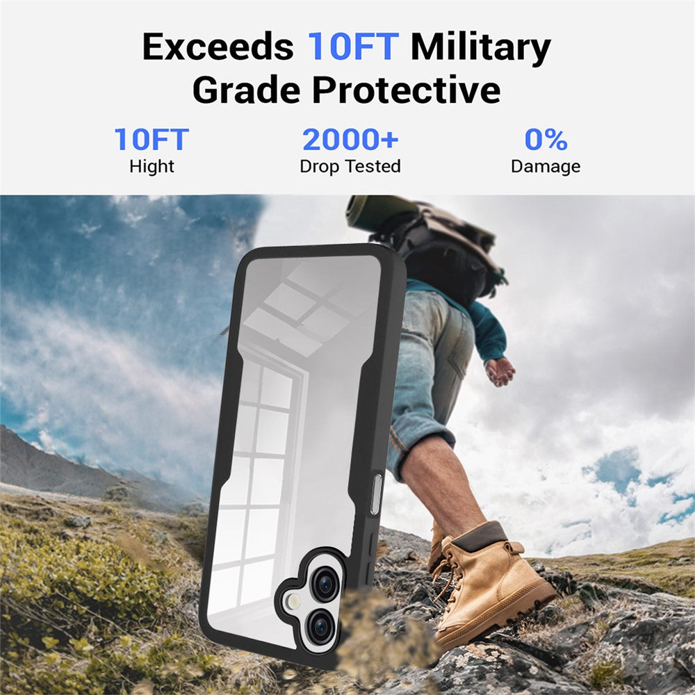 Til Samsung Galaxy A06 4G cover akryl+TPU transparent telefoncover med PET-skærmfilm