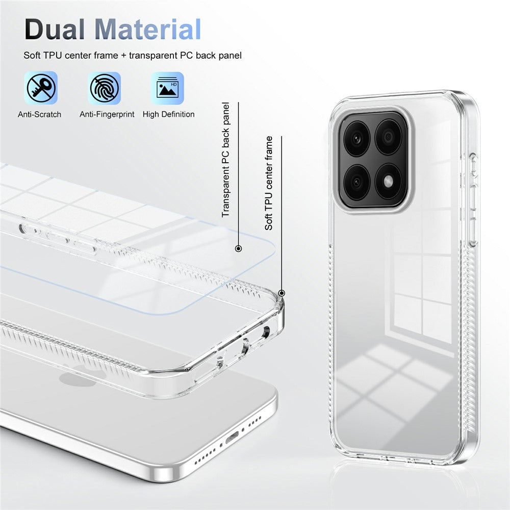 For Honor X8b 4G Clear Phone Case TPU PC Anti-Slip Drop-Proof Back Cover