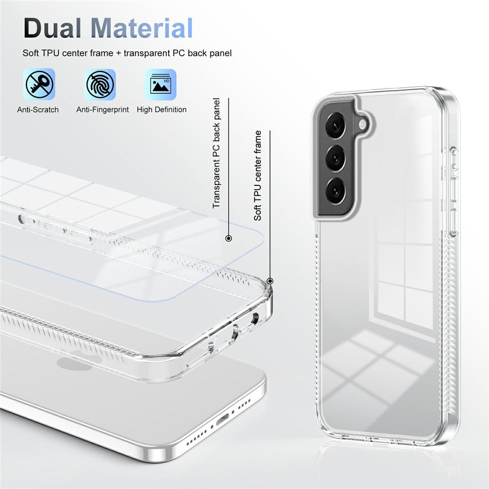For Samsung Galaxy S22 5G Clear Phone Case TPU PC Anti-Slip Drop-Proof Back Cover