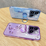 KADEM For  Xiaomi 14T Pro Case Ring Kickstand TPU Flowers Phone Cover Gradient Glitter