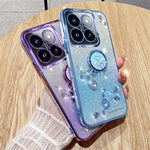 KADEM For  Xiaomi 14T Pro Case Ring Kickstand TPU Flowers Phone Cover Gradient Glitter
