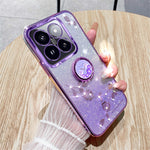 KADEM For  Xiaomi 14T Pro Case Ring Kickstand TPU Flowers Phone Cover Gradient Glitter