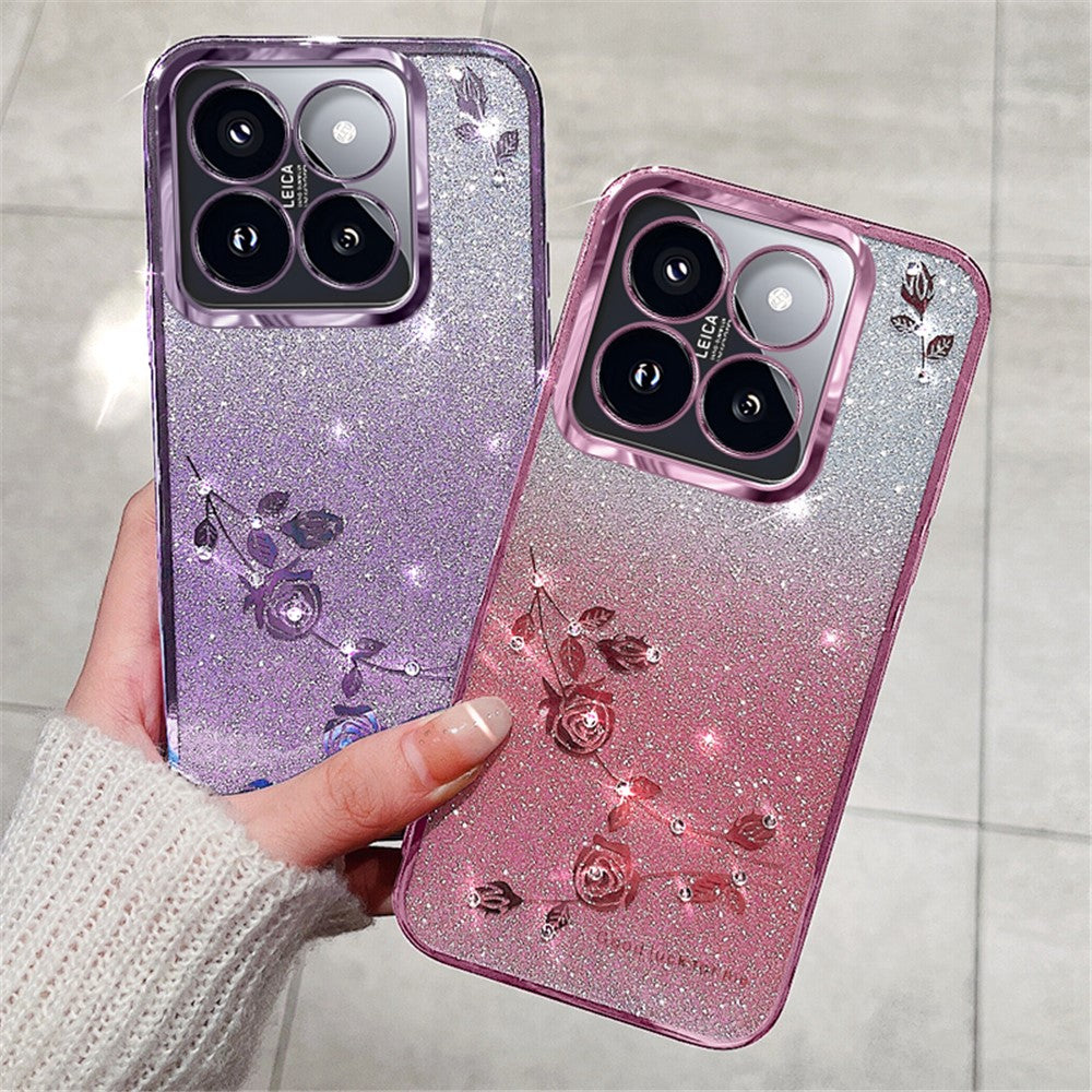 KADEM For Xiaomi 14T Pro Case Flower TPU Flexible Gradient Phone Cover