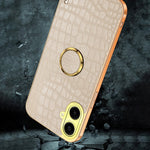 For Samsung Galaxy A06 4G Case Finger Ring Kickstand TPU+Leather 6D Electroplating Phone Cover