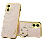 For Samsung Galaxy A06 4G Case Finger Ring Kickstand TPU+Leather 6D Electroplating Phone Cover