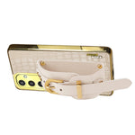 For Samsung Galaxy M35 5G Case Wristband Kickstand PU Leather+TPU 6D Electroplating Phone Cover
