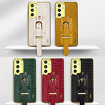 For Samsung Galaxy M35 5G Case Wristband Kickstand PU Leather+TPU 6D Electroplating Phone Cover