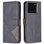 BINFEN COLOR For Xiaomi 14T Pro Phone Cases Wallet Stand Geometry Imprint Leather Cover