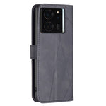 BINFEN COLOR For Xiaomi 14T Pro Phone Cases Wallet Stand Geometry Imprint Leather Cover