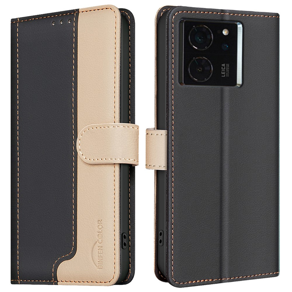 BINFEN COLOR BF33 for Xiaomi 14T Pro Leather Case Splicing Color RFID Blocking
