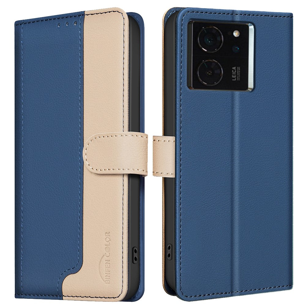 BINFEN COLOR BF33 for Xiaomi 14T Pro Leather Case Splicing Color RFID Blocking