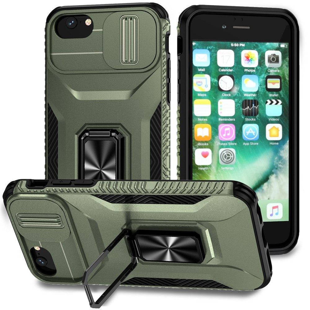 For iPhone SE (2022) / SE (2020) / 8 / 7 / 6s / 6 Case Camshield Kickstand TPU+PC Anti-Slip Phone Cover