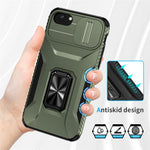 For iPhone SE (2022) / SE (2020) / 8 / 7 / 6s / 6 Case Camshield Kickstand TPU+PC Anti-Slip Phone Cover