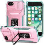 For iPhone SE (2022) / SE (2020) / 8 / 7 / 6s / 6 Case Camshield Kickstand TPU+PC Anti-Slip Phone Cover