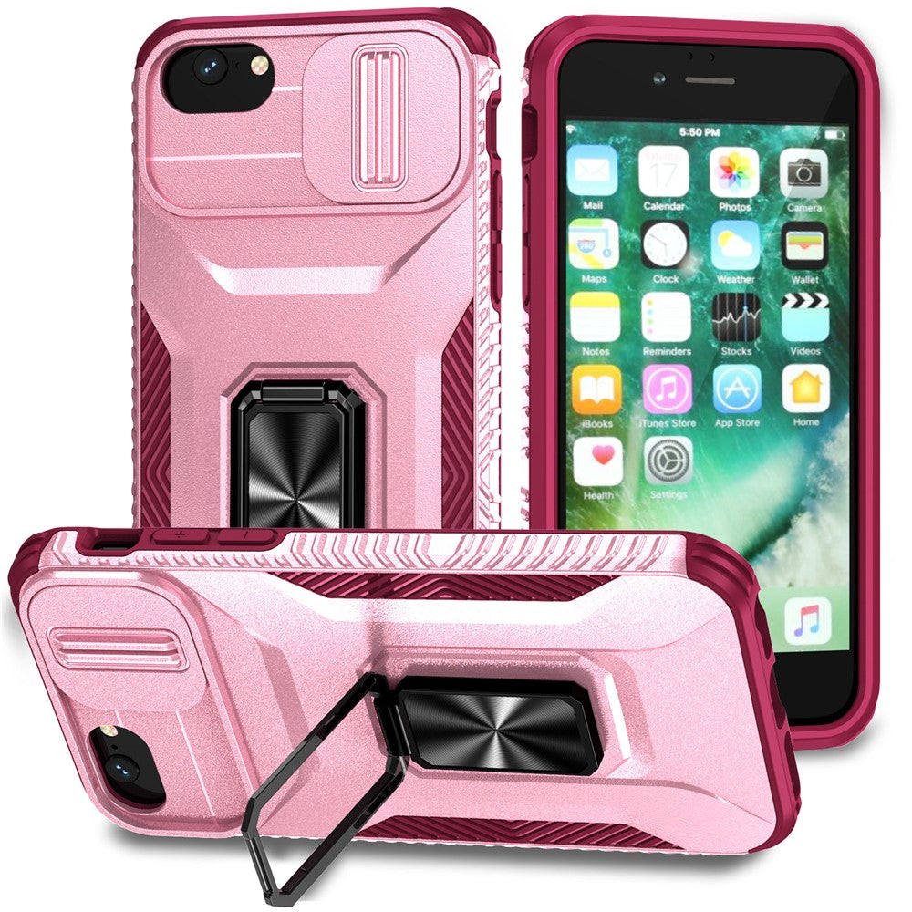 For iPhone SE (2022) / SE (2020) / 8 / 7 / 6s / 6 Case Camshield Kickstand TPU+PC Anti-Slip Phone Cover