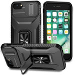 For iPhone SE (2022) / SE (2020) / 8 / 7 / 6s / 6 Case Camshield Kickstand TPU+PC Anti-Slip Phone Cover