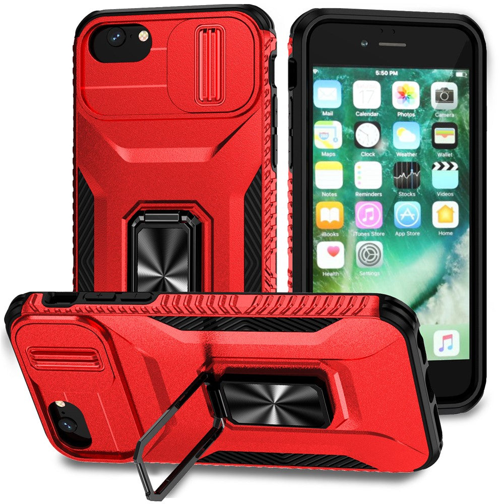 For iPhone SE (2022) / SE (2020) / 8 / 7 / 6s / 6 Case Camshield Kickstand TPU+PC Anti-Slip Phone Cover