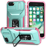 For iPhone SE (2022) / SE (2020) / 8 / 7 / 6s / 6 Case Camshield Kickstand TPU+PC Anti-Slip Phone Cover