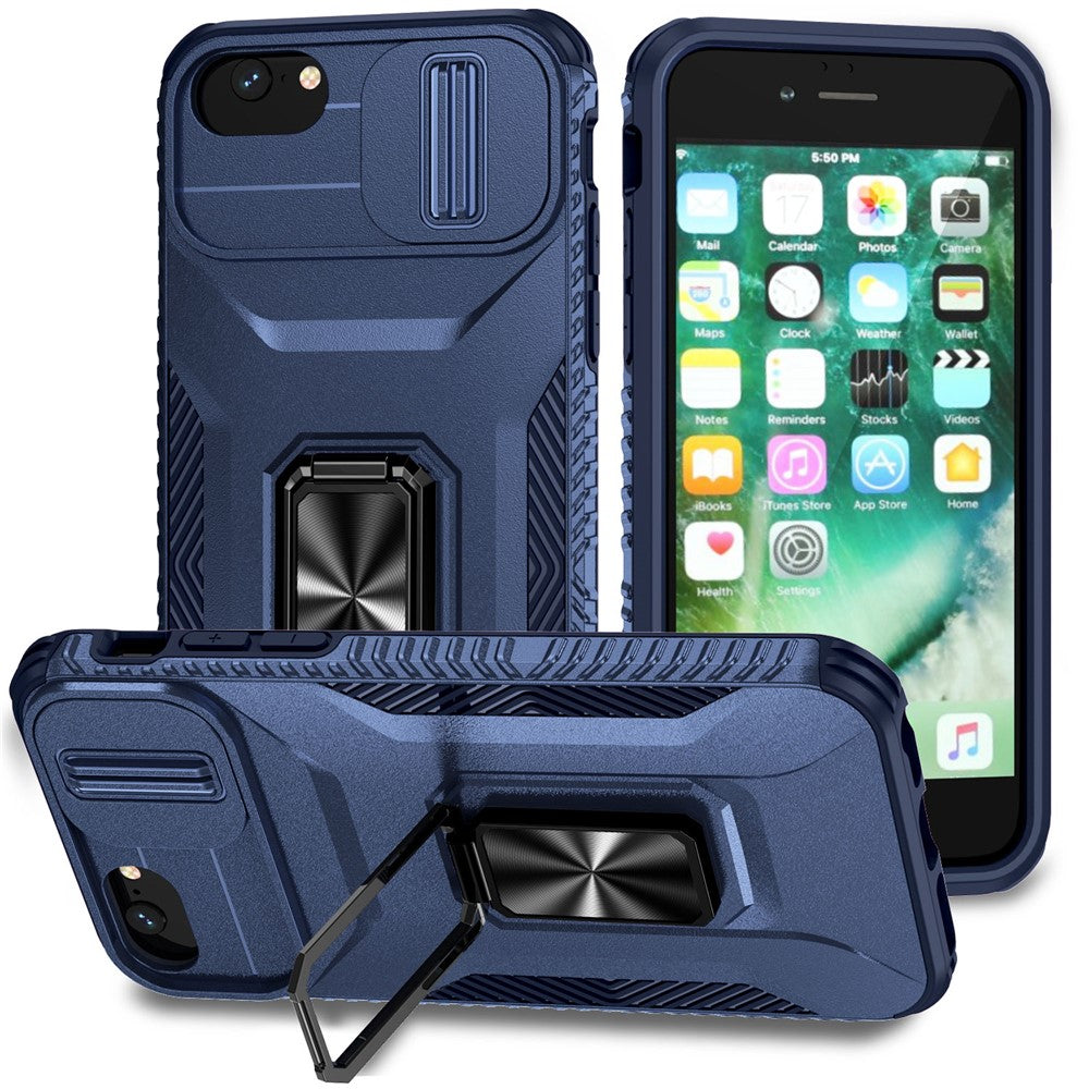 For iPhone SE (2022) / SE (2020) / 8 / 7 / 6s / 6 Case Camshield Kickstand TPU+PC Anti-Slip Phone Cover